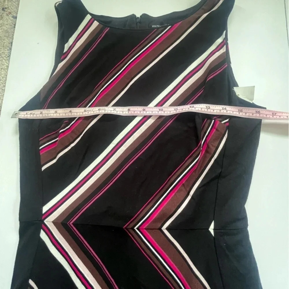White House Black Market Black and Pint Chevron Striped Midi Dress Women Size 8 - Picture 10 of 10